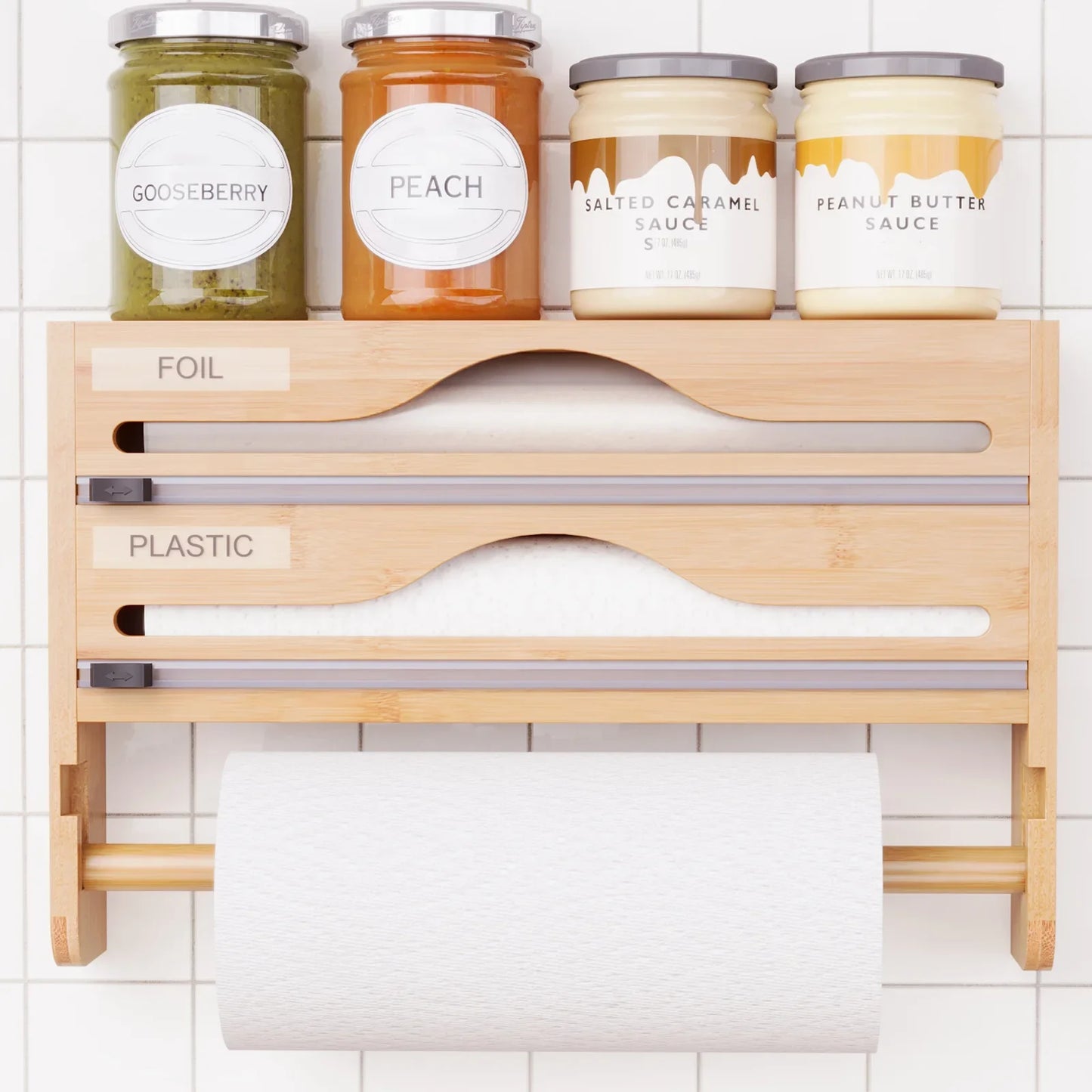 etagere en bois pour cuisine rouleaux