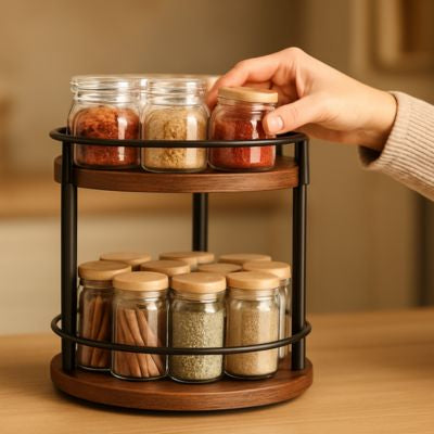 etagere epices bois et metal