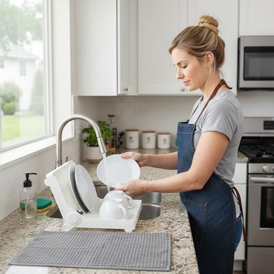 Egouttoir a vaisselle compact