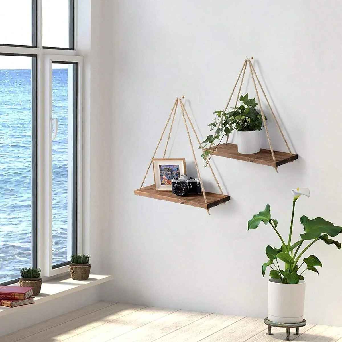 etagere bois avec corde