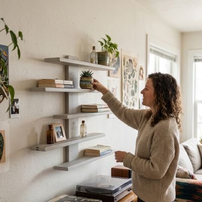 Etagere bois mural