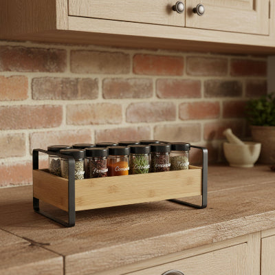 etagere bois pour cuisine bambou et métal