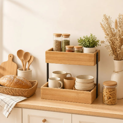 etagere bois pour cuisine en bambou