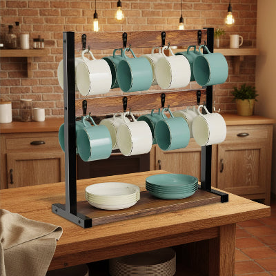 etagere bois pour cuisine et tasses
