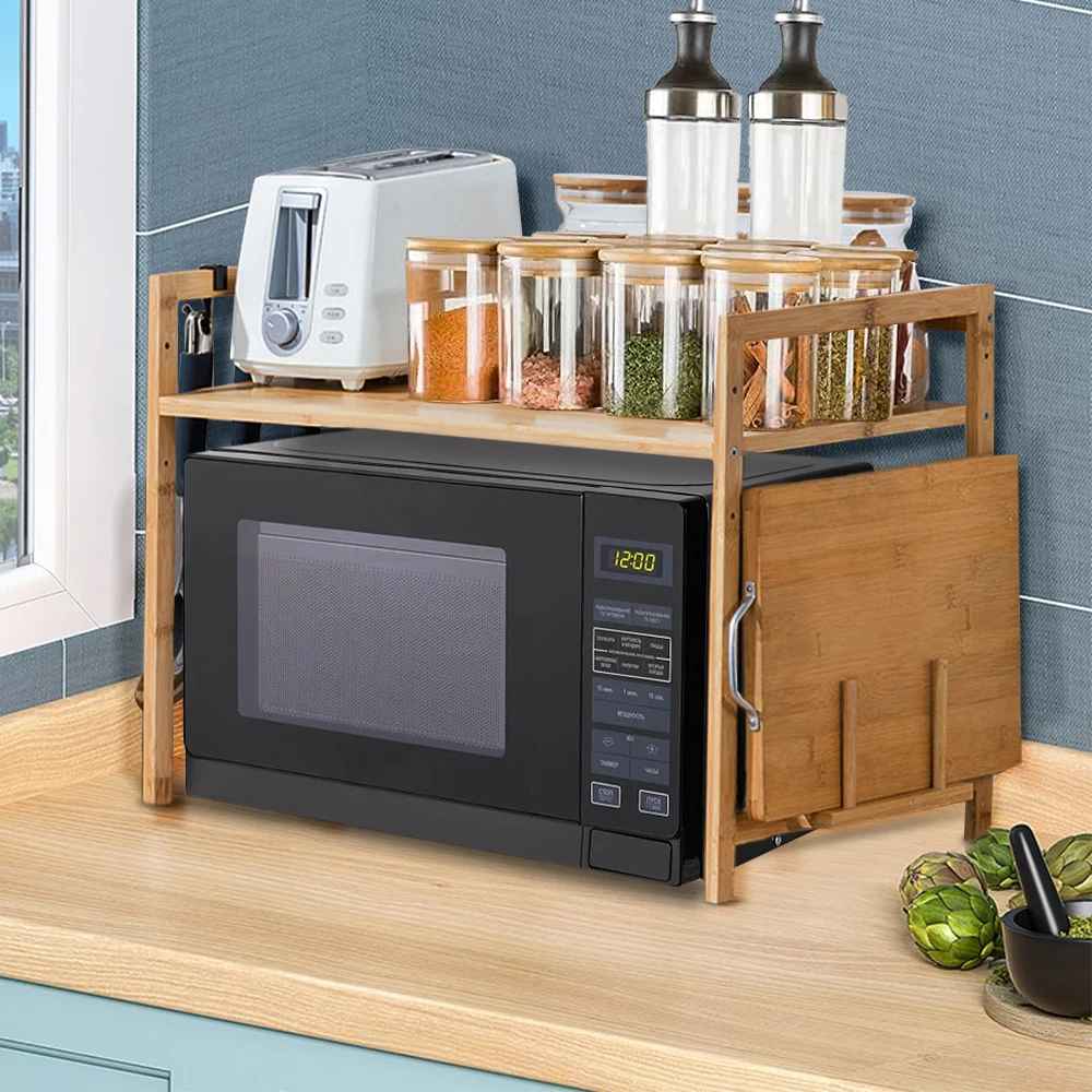 étagère cuisine bois à poser micro-ondes