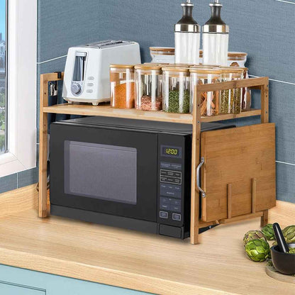 étagère cuisine bois à poser micro-ondes