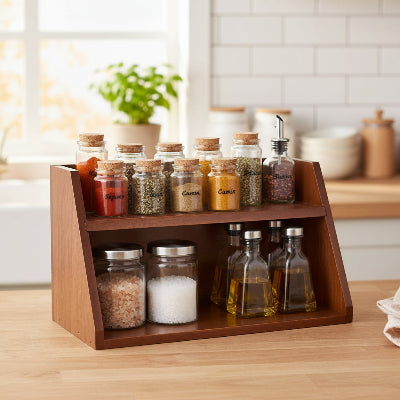 etagere en bois pour cuisine de comptoir