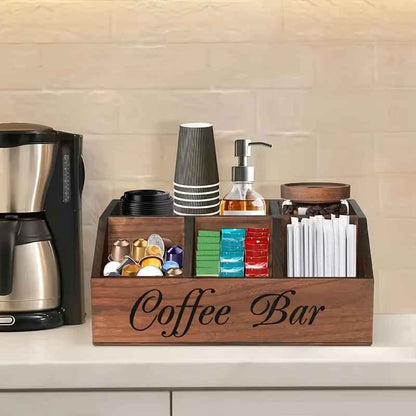 Etagere en bois pour cuisine - Spécial Café 5 Compartiments