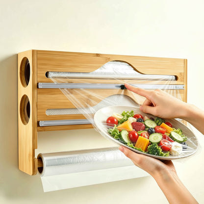 etagere en bois pour cuisine trois rouleaux