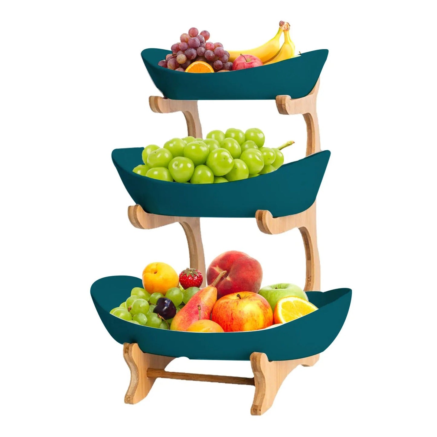 etagere en bois avec plateaux verts