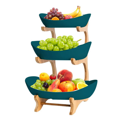 etagere en bois avec plateaux verts