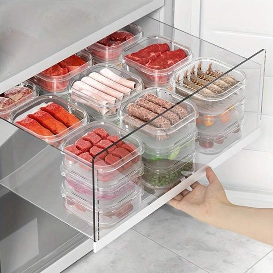 Organisateur de frigo en plastique transparent