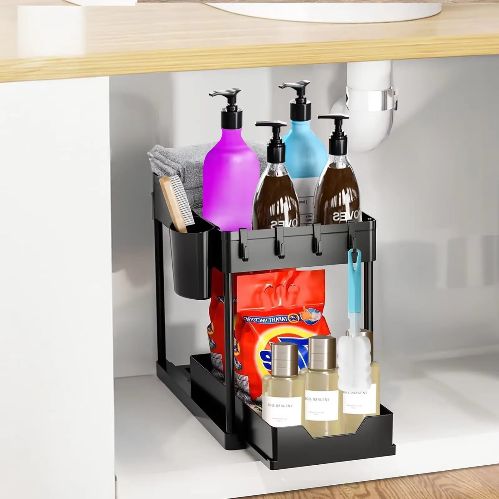 organisateur sous evier pour detergent