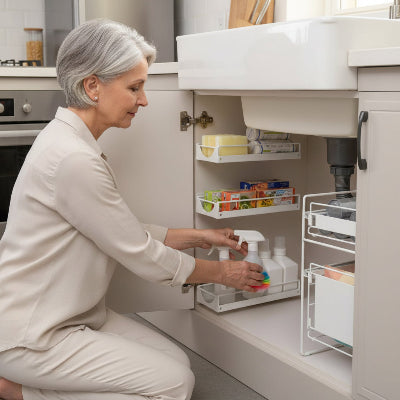 organisateur sous évier en acier