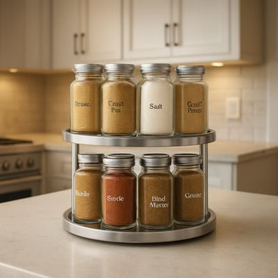 plateau tournant epices en acier inoxydable