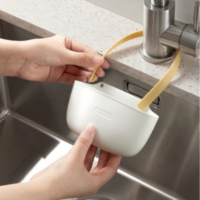 porte eponge evier blanc suspendu