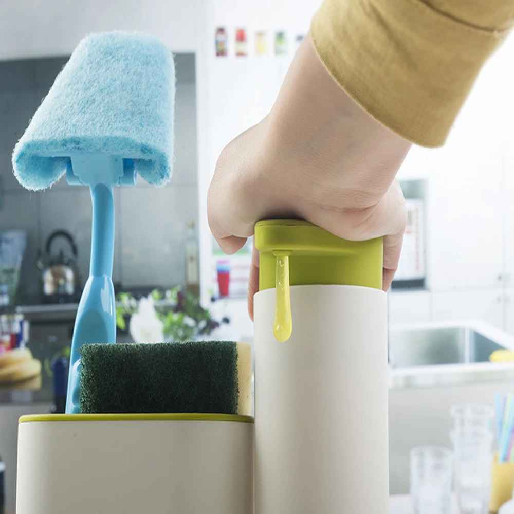 porte éponge pour évier avec distributeur de savon