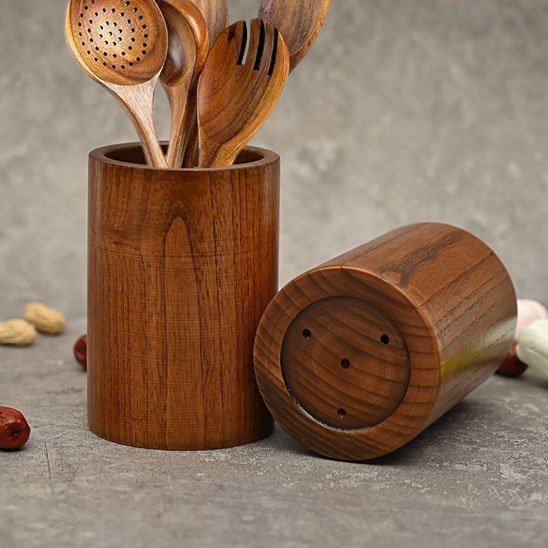 Range couvert cylindrique en bois
