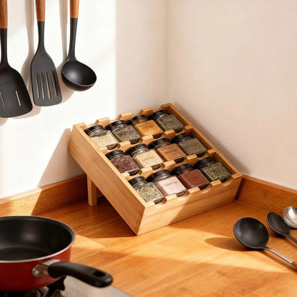 Rangement épices tiroir - Bambou 3 niveaux