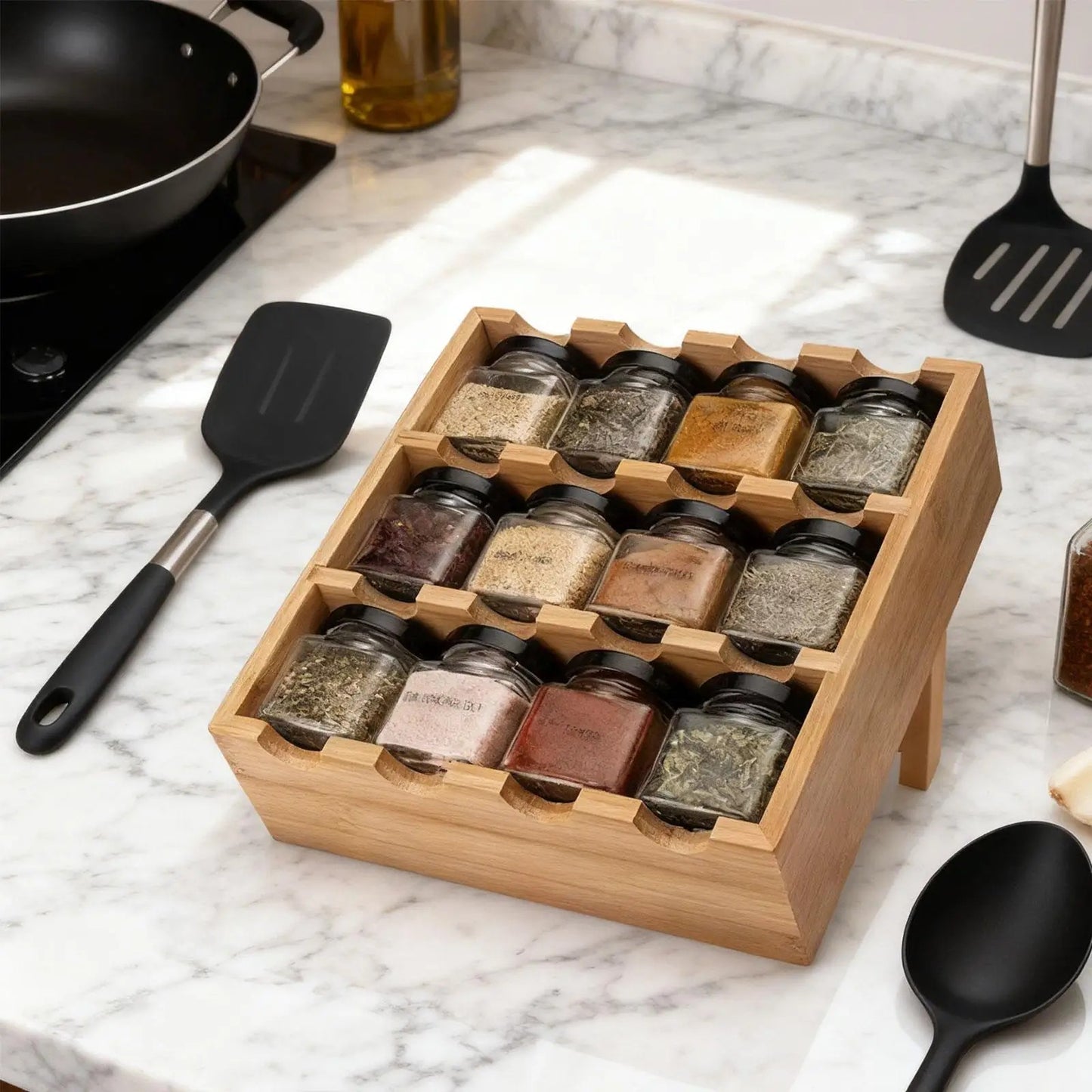Rangement épices tiroir - Bambou 3 niveaux