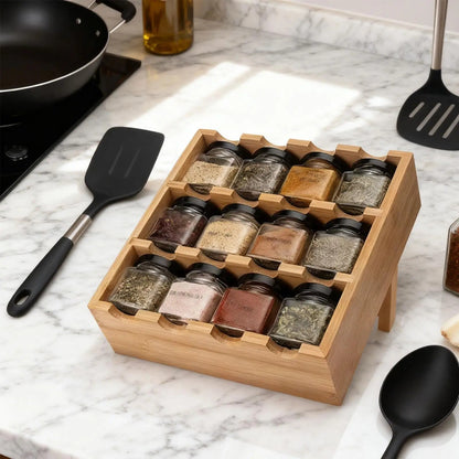 Rangement épices tiroir - Bambou 3 niveaux