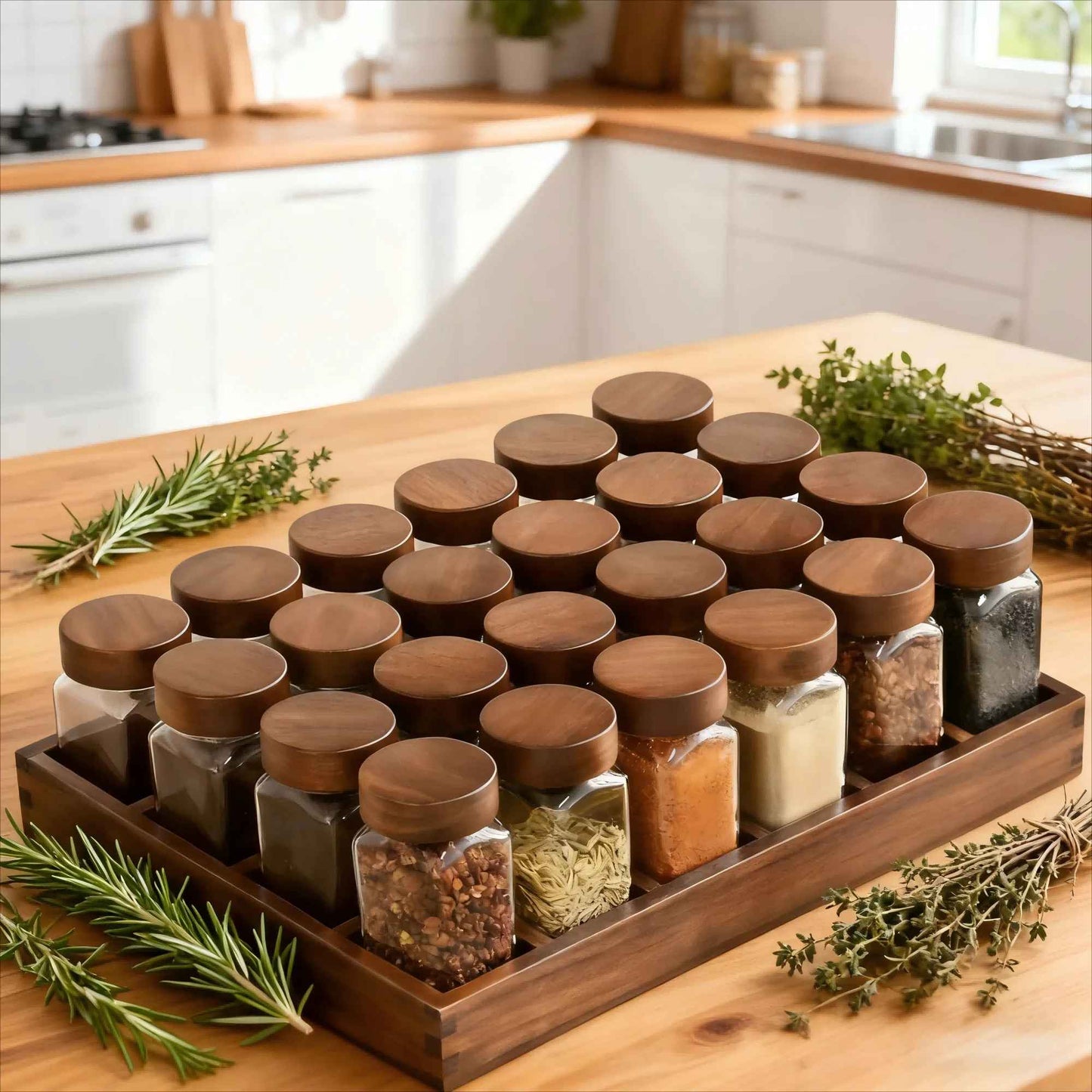 rangement epices tiroirs en bambou
