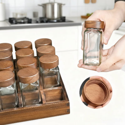rangement epices tiroirs en bois de bambou