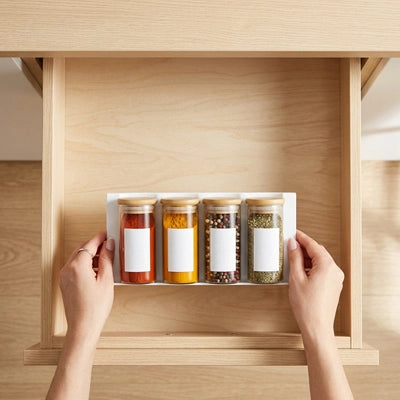 rangement epices tiroirs en plastique