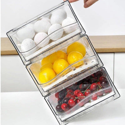 rangement frigo boite empilable transparent