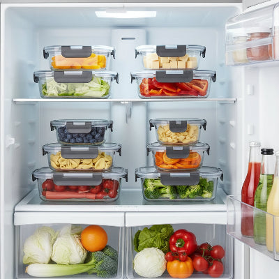 rangement frigo empilé