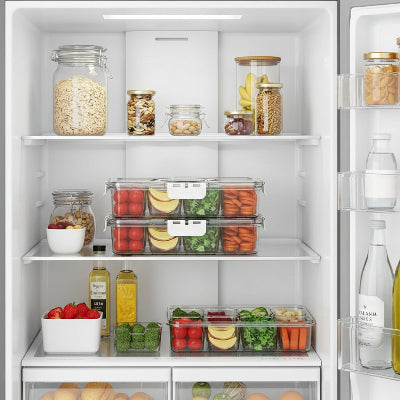 rangement frigo empilé