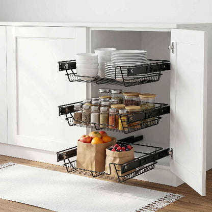 rangement sous l'evier de cuisine en acier