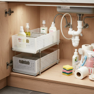  rangements sous évier blanc
